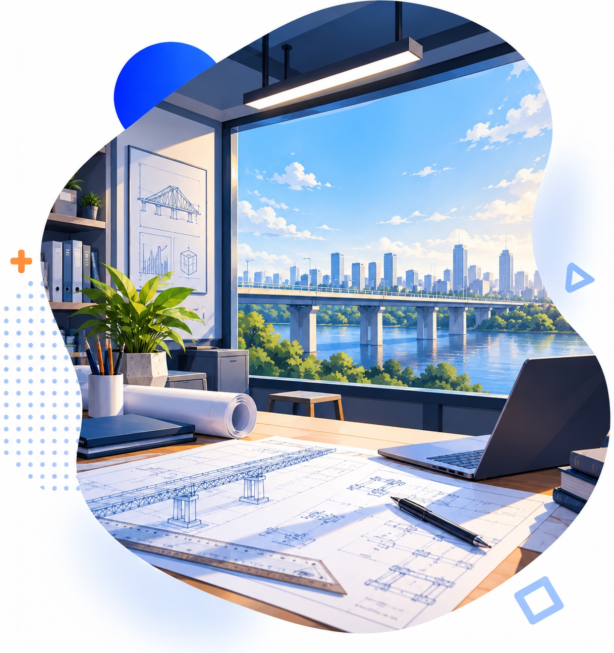 Blueprints by the City Window